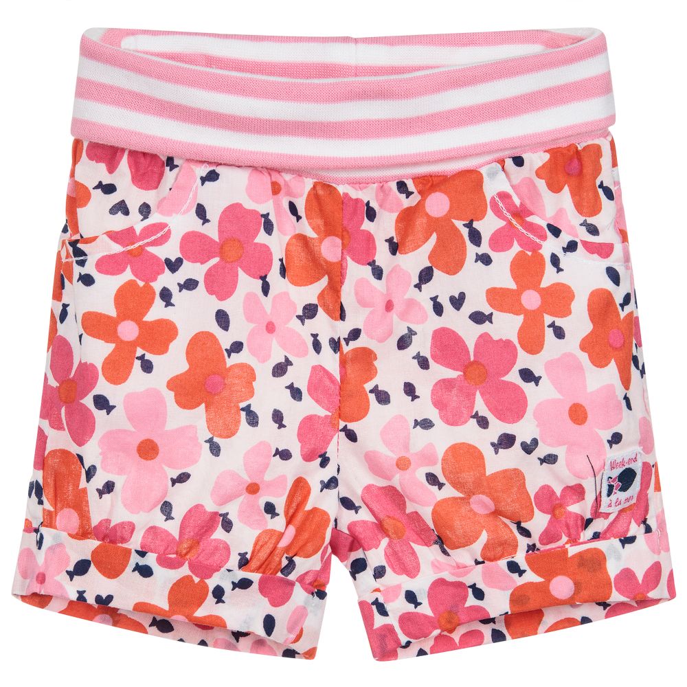 Week-end à la mer - Baby Girls Pink Cotton Shorts | Childrensalon