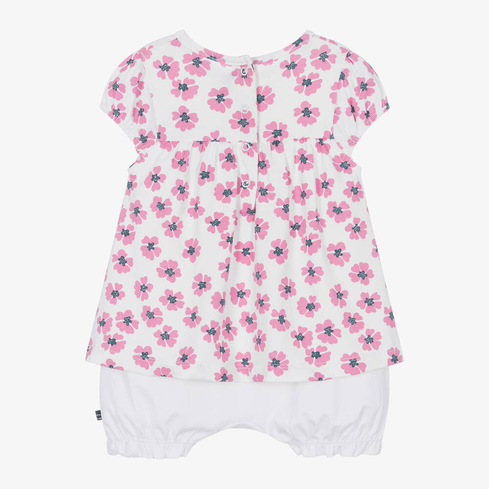 Week-end à la mer-Baby Girls Pink Floral Cotton Shortie | Childrensalon Outlet
