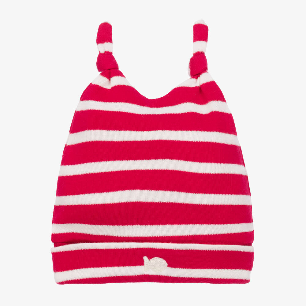 Week-end à la mer - Baby Girls Pink Stripe Cotton Hat | Childrensalon