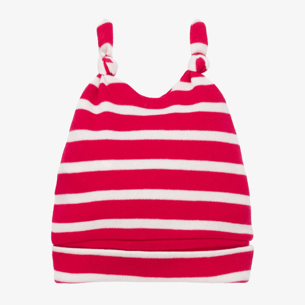 Week-end à la mer-Baby Girls Pink Stripe Cotton Hat | Childrensalon Outlet