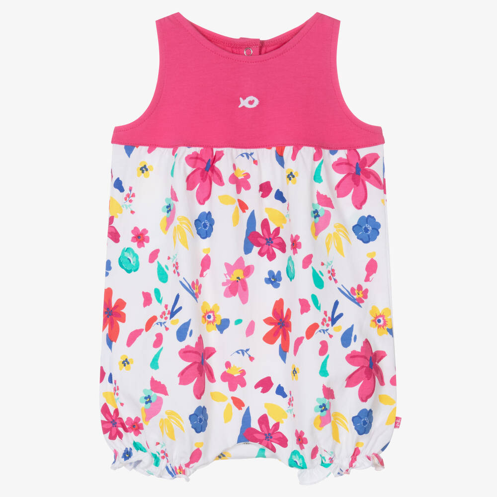 Week-end à la mer - Baby Girls Pink & White Floral Shortie | Childrensalon