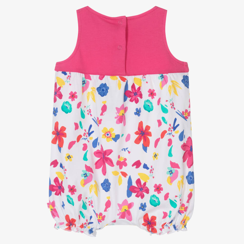 Week-end à la mer-Baby Girls Pink & White Floral Shortie | Childrensalon Outlet