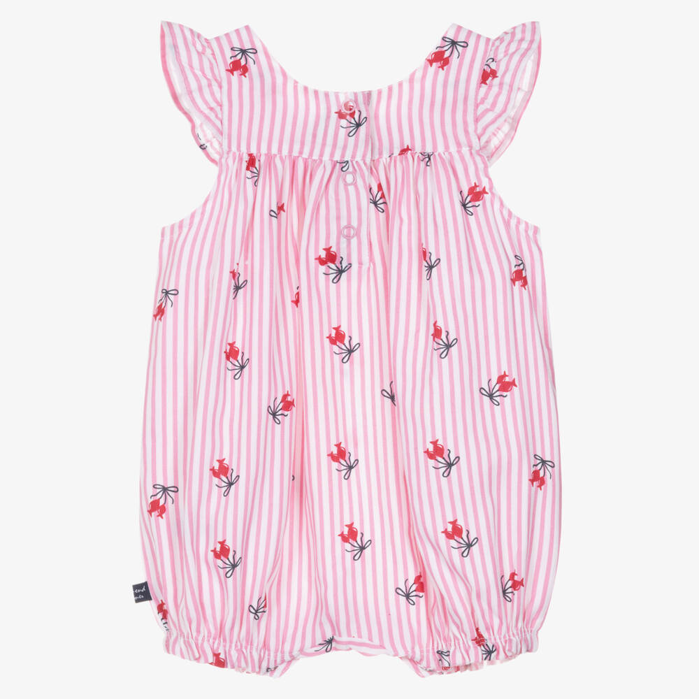 Week-end à la mer-Baby Girls Pink & White Striped Shortie | Childrensalon Outlet