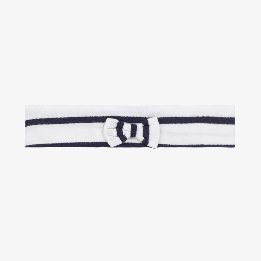 Week-end à la mer-Baby Girls White & Blue Stripe Headband | Childrensalon Outlet