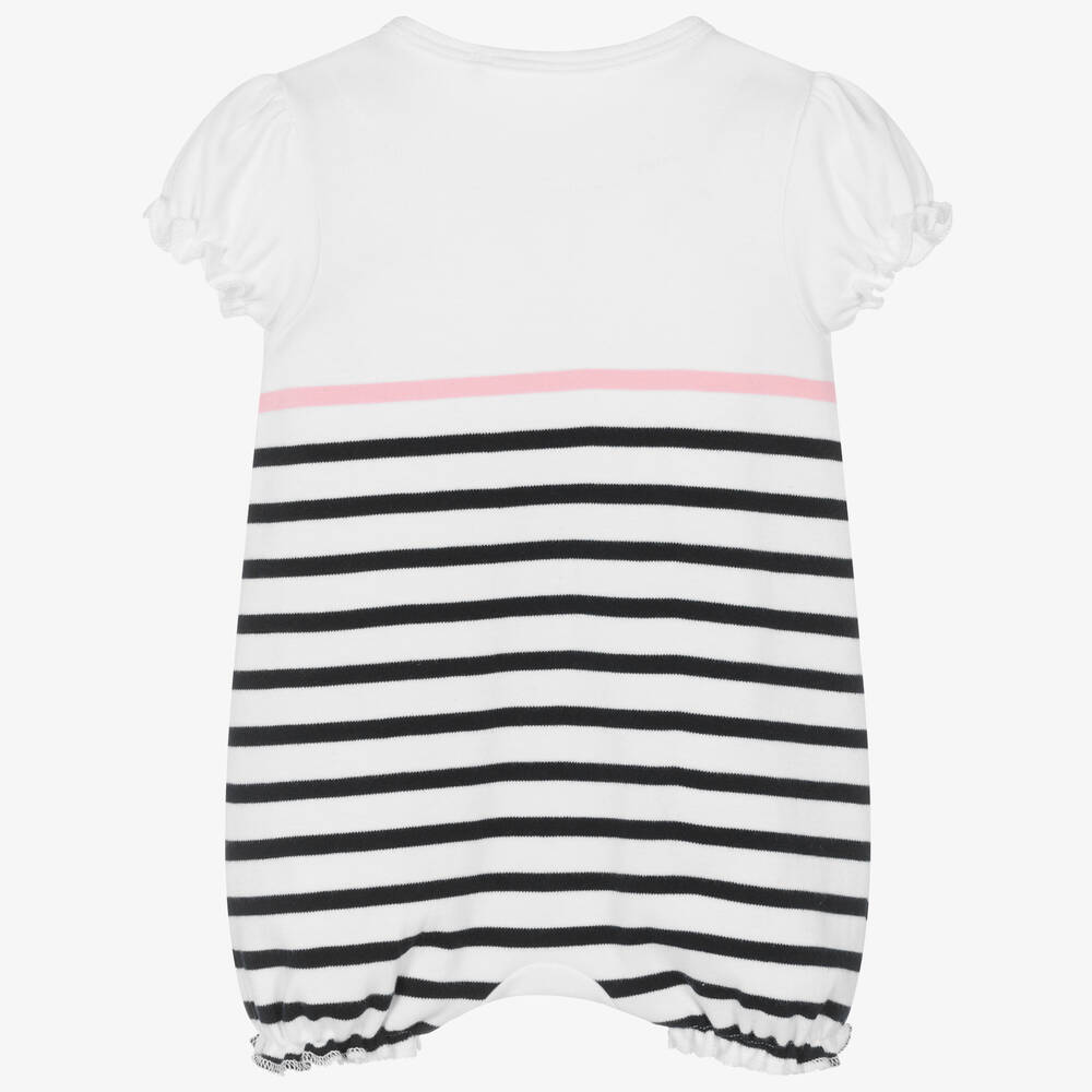 Week-end à la mer-Baby Girls White Breton Stripe Cotton Shortie | Childrensalon Outlet