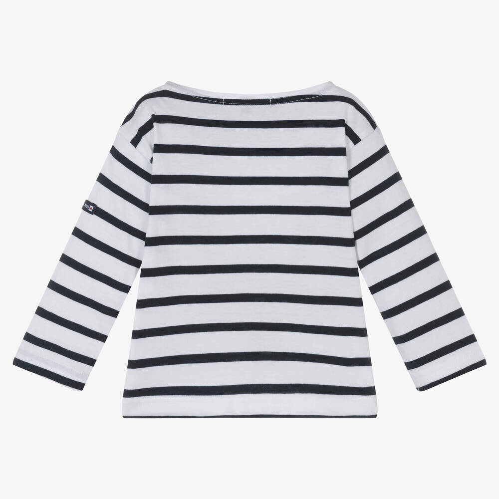 Week-end à la mer-Baby Girls White Breton Striped Top | Childrensalon Outlet
