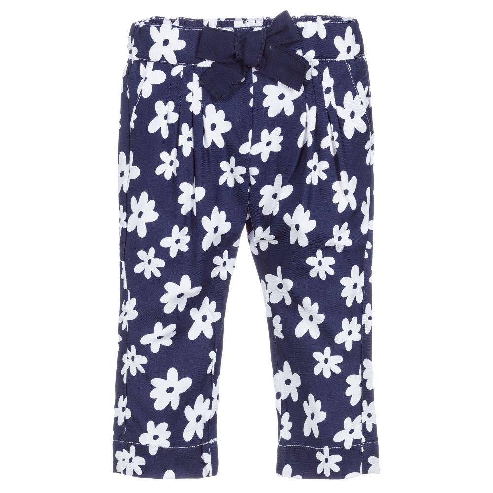 Week-end à la mer - Baby Navy Blue Floral Trousers | Childrensalon