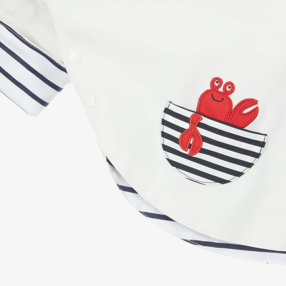 Week-end à la mer-Baby White Hooded Rain Cape | Childrensalon Outlet