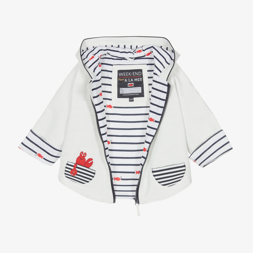 Week-end à la mer-Baby White Hooded Rain Cape | Childrensalon Outlet