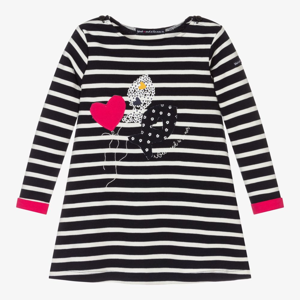 Week-end à la mer-Blue Breton Stripe Dress | Childrensalon Outlet