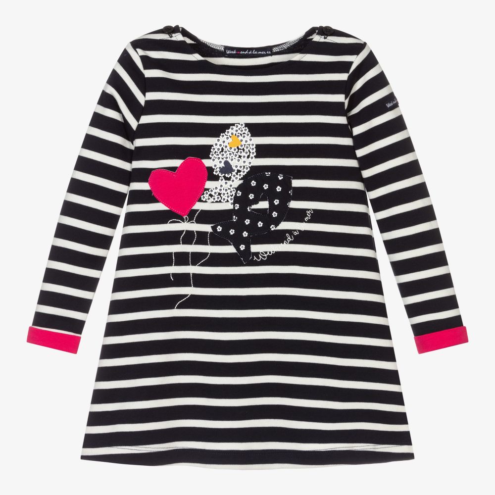 Week-end à la mer - Blue Breton Stripe Dress | Childrensalon