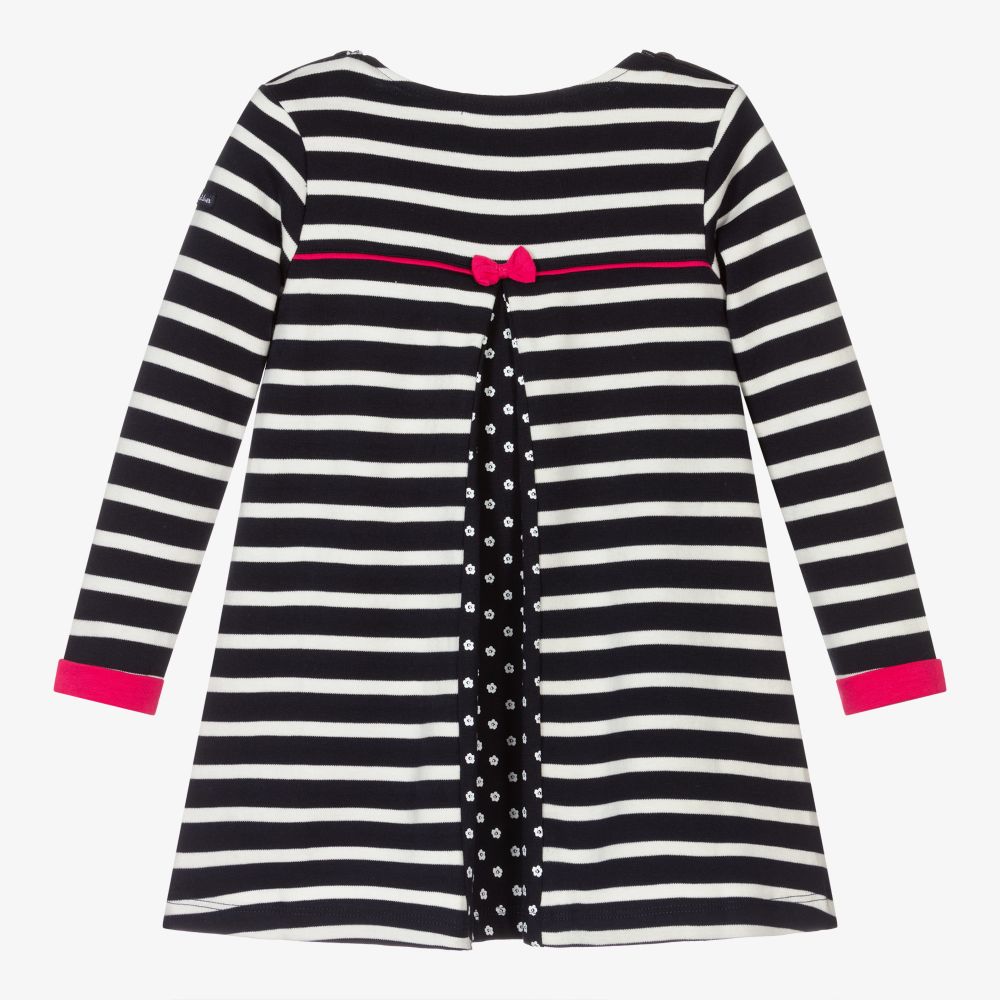 Week-end à la mer-فستان قطن مقلم لون كحلي وعاجي | Childrensalon Outlet