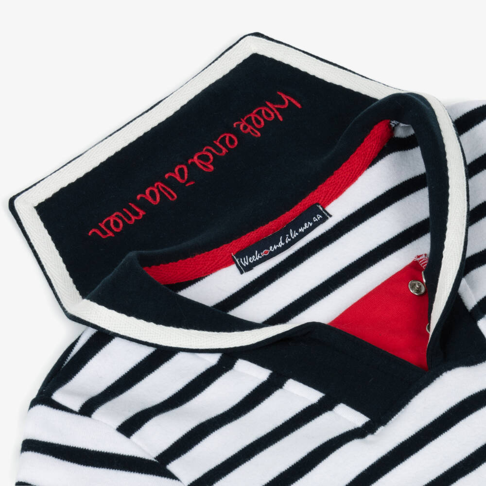 Week-end à la mer-Blue Cotton Breton Stripe Sailor Top | Childrensalon Outlet