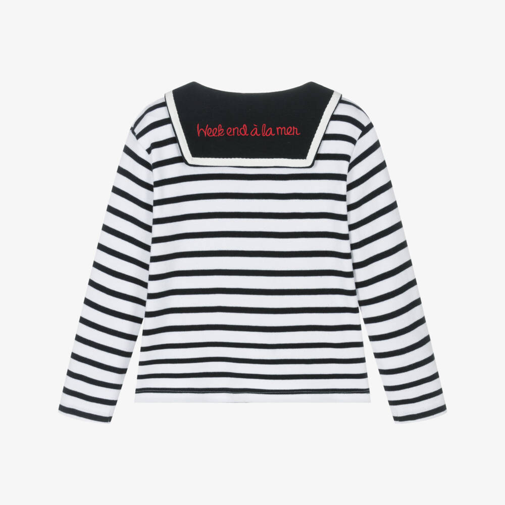 Week-end à la mer-Blue Cotton Breton Stripe Sailor Top | Childrensalon Outlet