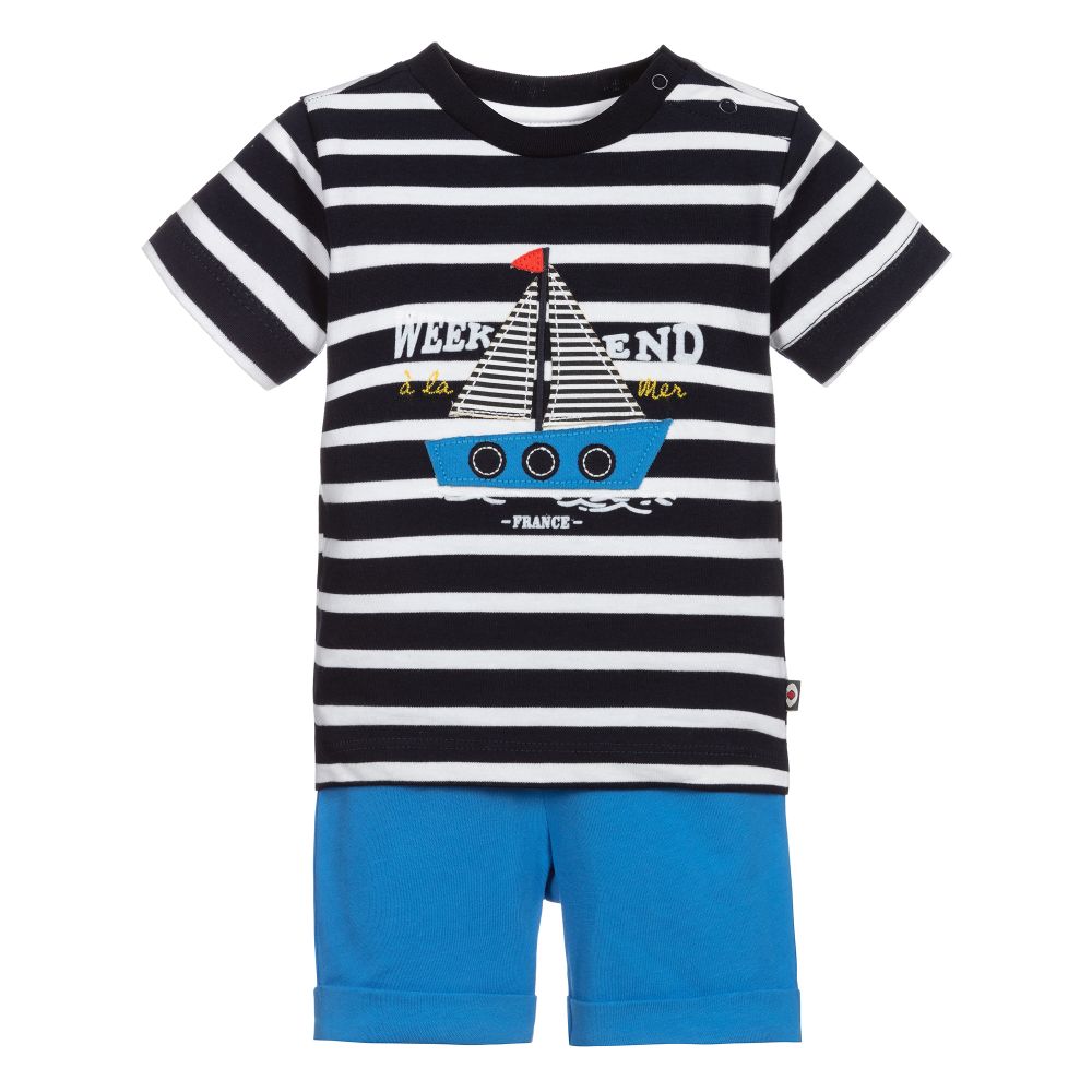 Week-end à la mer-Футболка и голубые шорты из хлопка | Childrensalon Outlet