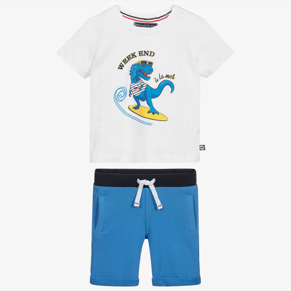 Week-end à la mer-Топ с динозавром и голубые шорты | Childrensalon Outlet