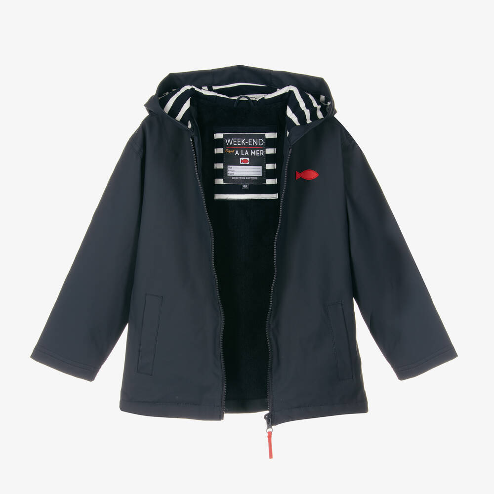 Week end a la mer Impermeable bleu a capuche Childrensalon Outlet