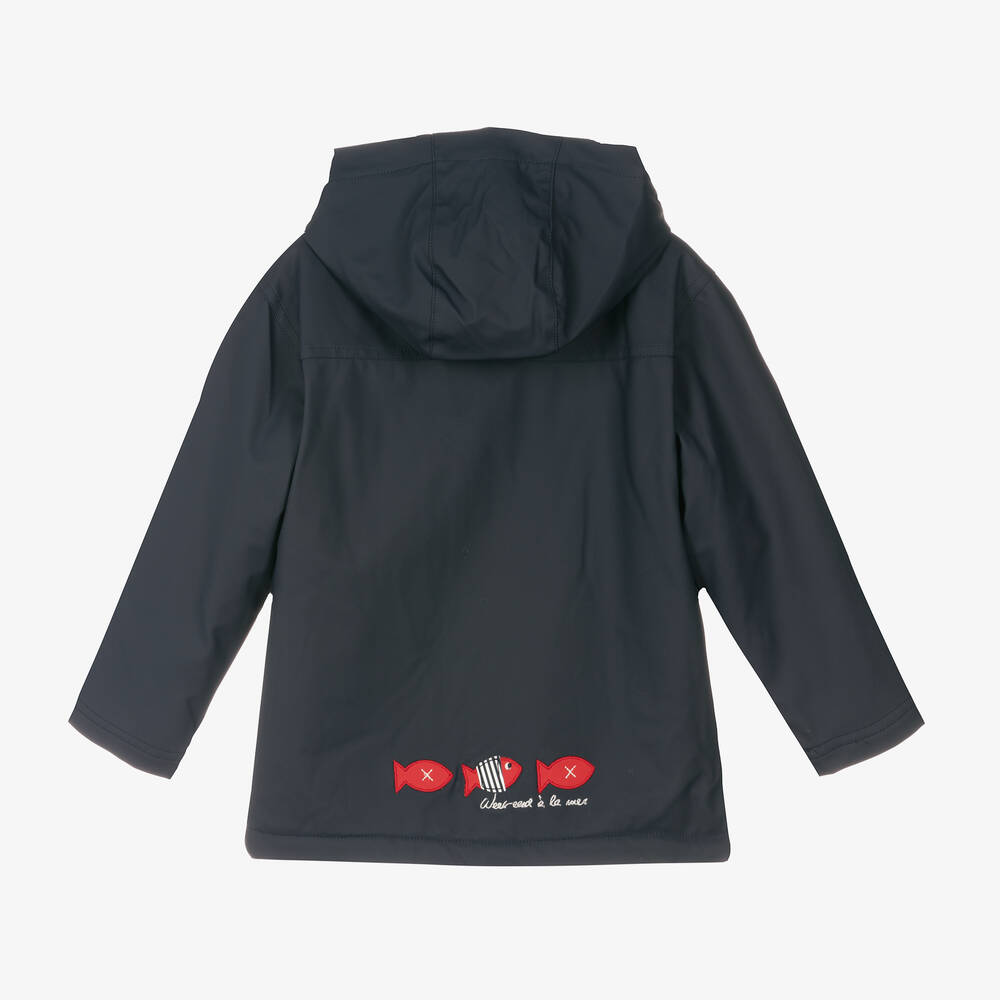 Week-end à la mer-Синий дождевик с капюшоном | Childrensalon Outlet