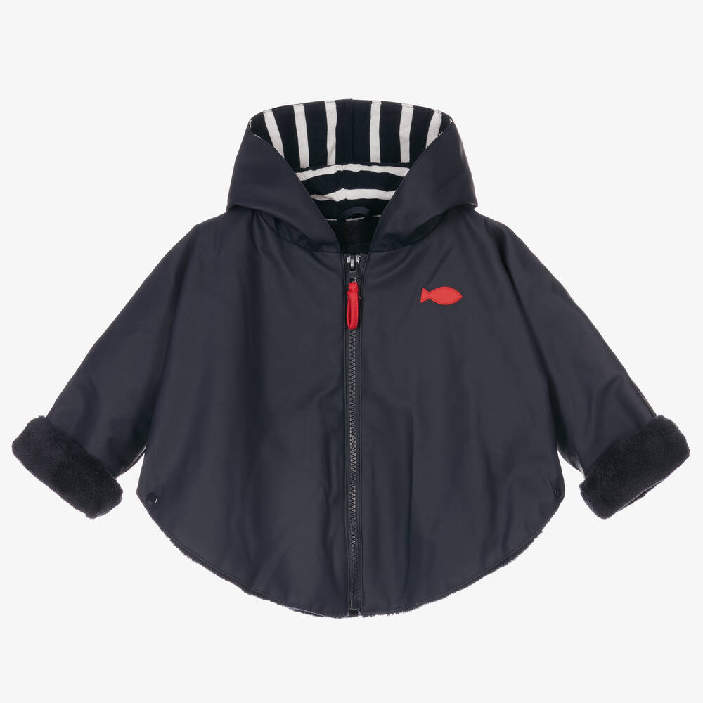 Week-end à la mer-Blue Hooded Raincoat Cape | Childrensalon Outlet