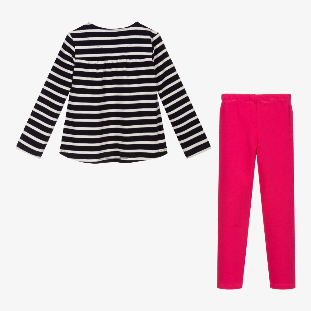 Week-end à la mer-طقم ليغنغز قطن لون كحلي وزهري للبنات | Childrensalon Outlet