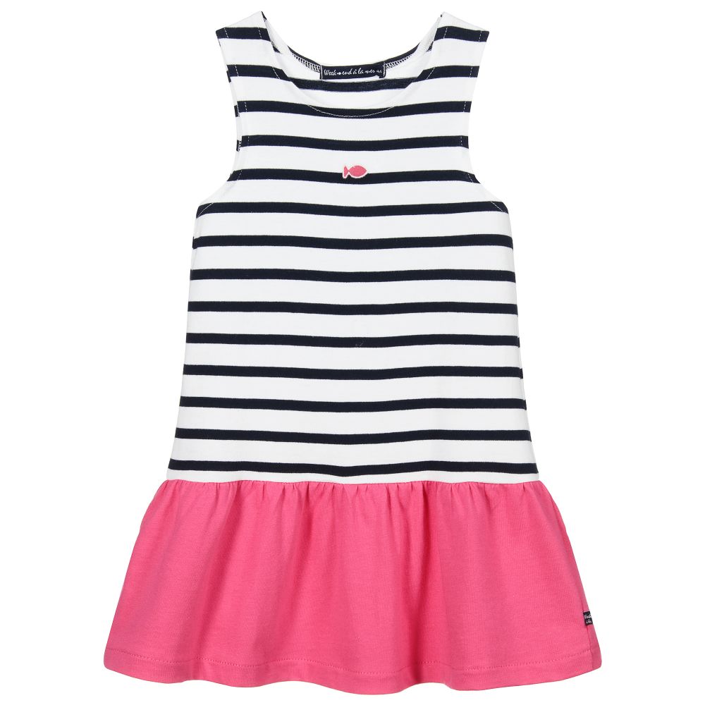Week-end à la mer - Blue & Pink Stripe Dress | Childrensalon