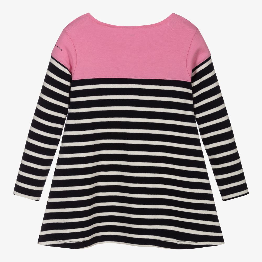 Week-end à la mer-فستان قطن مقلم لون كحلي وزهري | Childrensalon Outlet