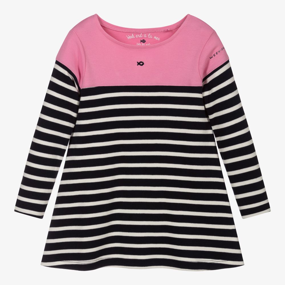 Week-end à la mer - Blue & Pink Striped Dress | Childrensalon