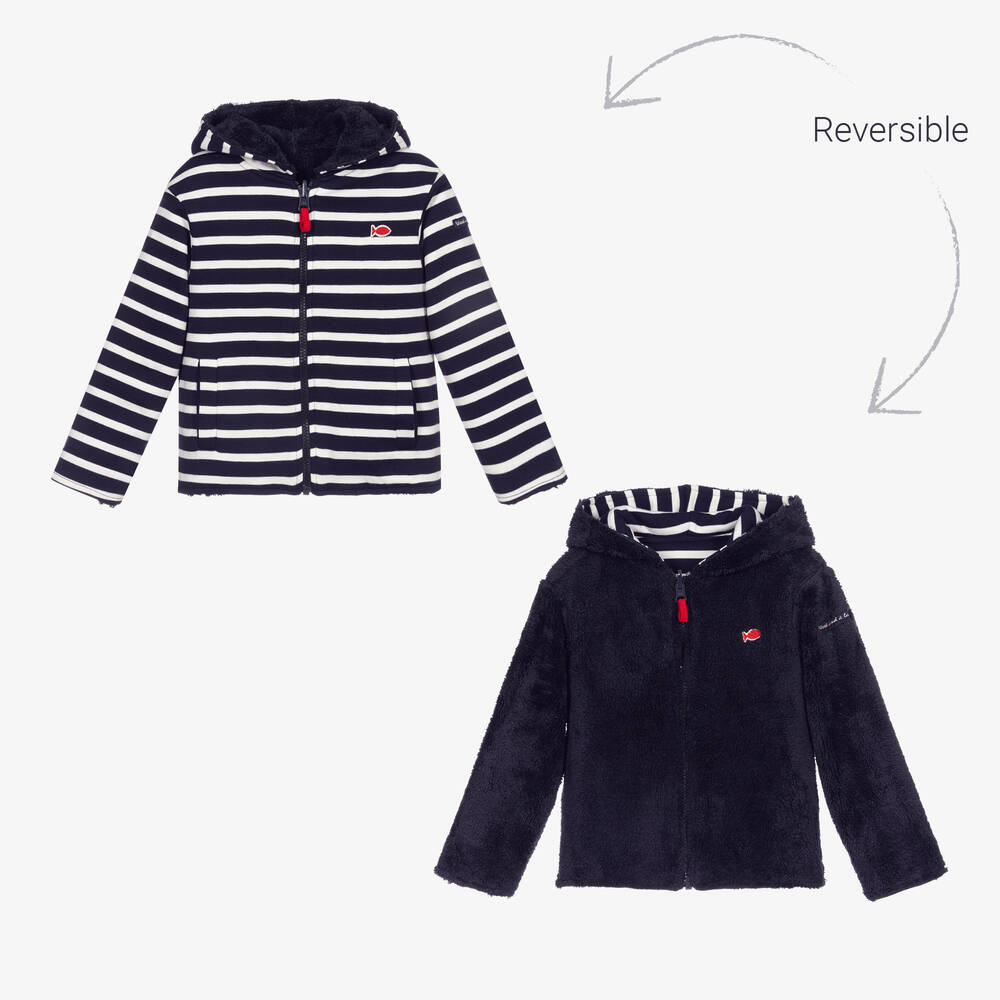 Week-end à la mer - Veste zippée réversible bleue | Childrensalon