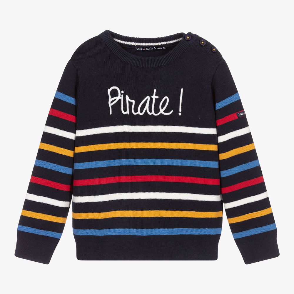 Week-end à la mer - Pull rayé bleu Pirate | Childrensalon