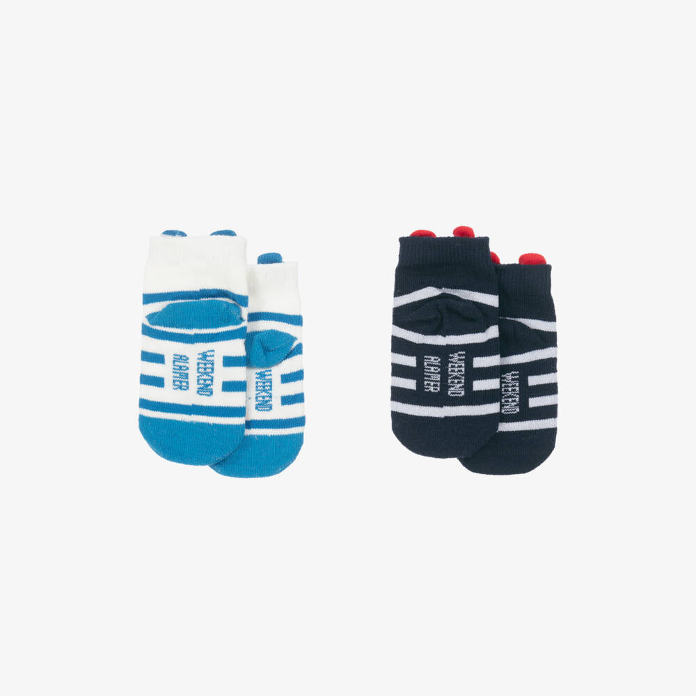 Week-end à la mer-Blue Stripe Seagull Motif Baby Socks (2 Pack) | Childrensalon Outlet