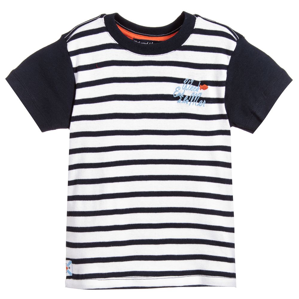 Week-end à la mer - Blue Striped Cotton T-Shirt | Childrensalon