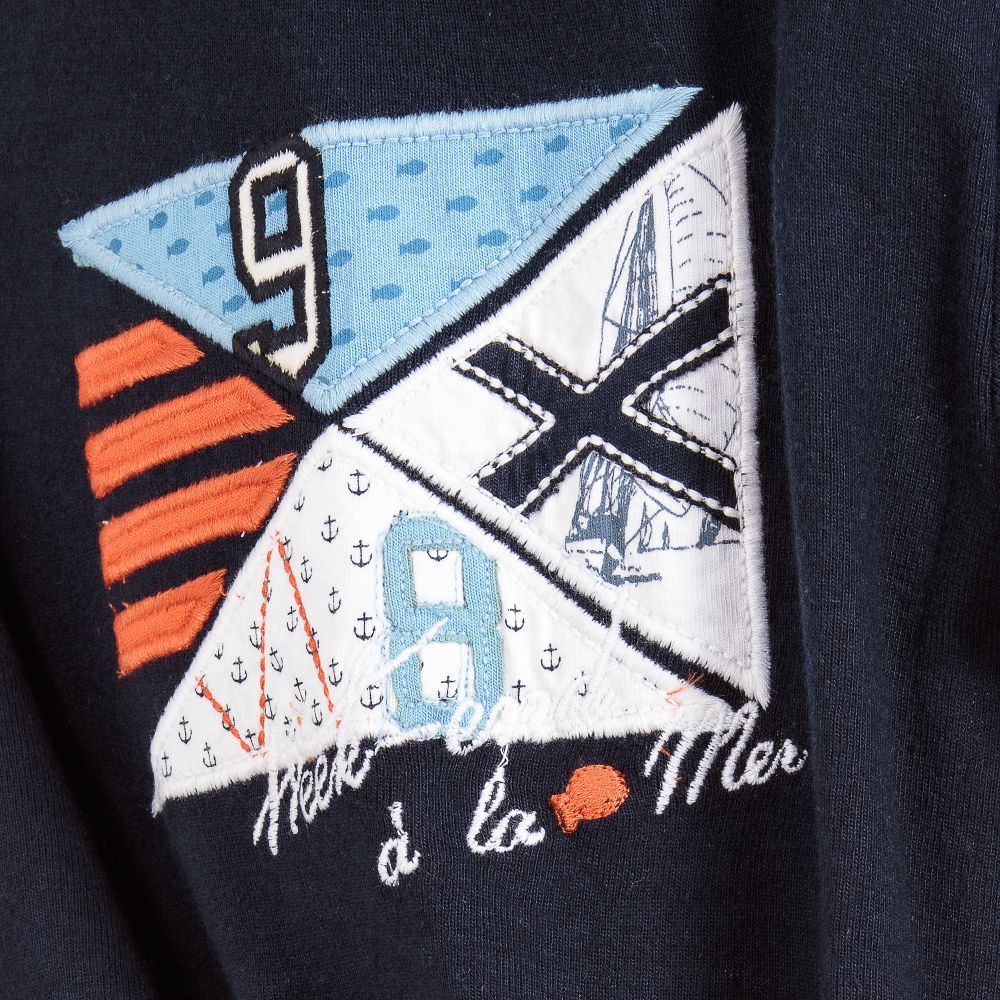 Week-end à la mer-تيشيرت قطن لون كحلي وأبيض للأولاد | Childrensalon Outlet