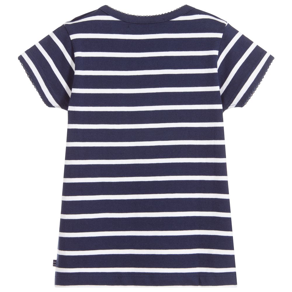 Week-end à la mer-Blue Striped Cotton T-Shirt | Childrensalon Outlet