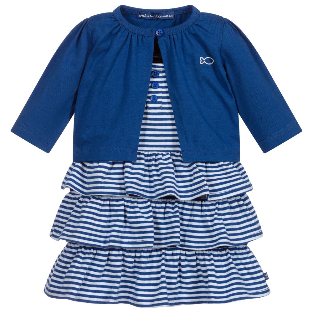 Week-end à la mer - Blue Striped Dress Set | Childrensalon