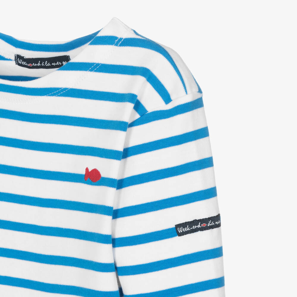 Week-end à la mer-Blue & White Breton Striped Cotton Top | Childrensalon Outlet