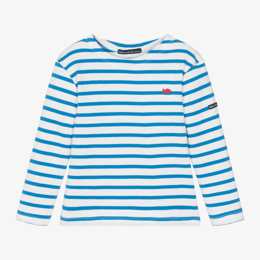 Week-end à la mer-Blue & White Breton Striped Cotton Top | Childrensalon Outlet