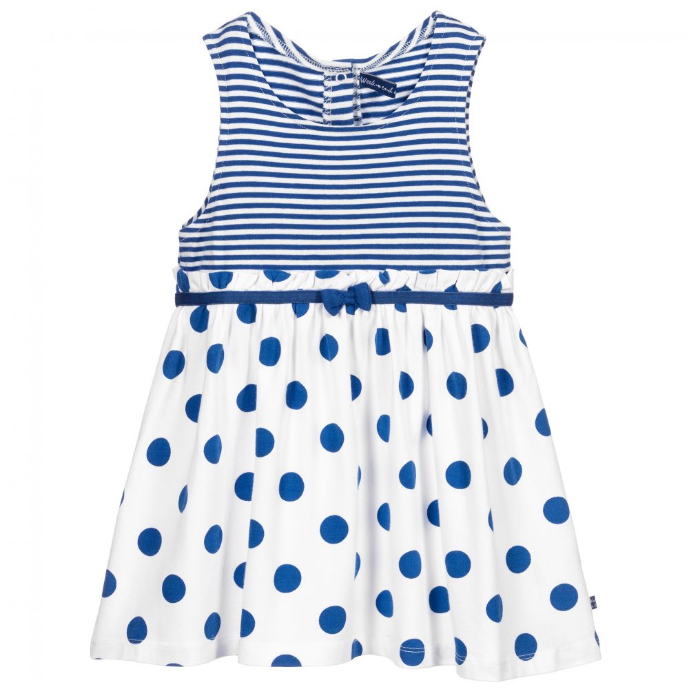 Week-end à la mer - Blue & White Cotton Dress | Childrensalon