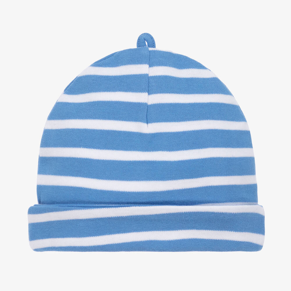Week-end à la mer-Blue & White Stripe Cotton Hat | Childrensalon Outlet