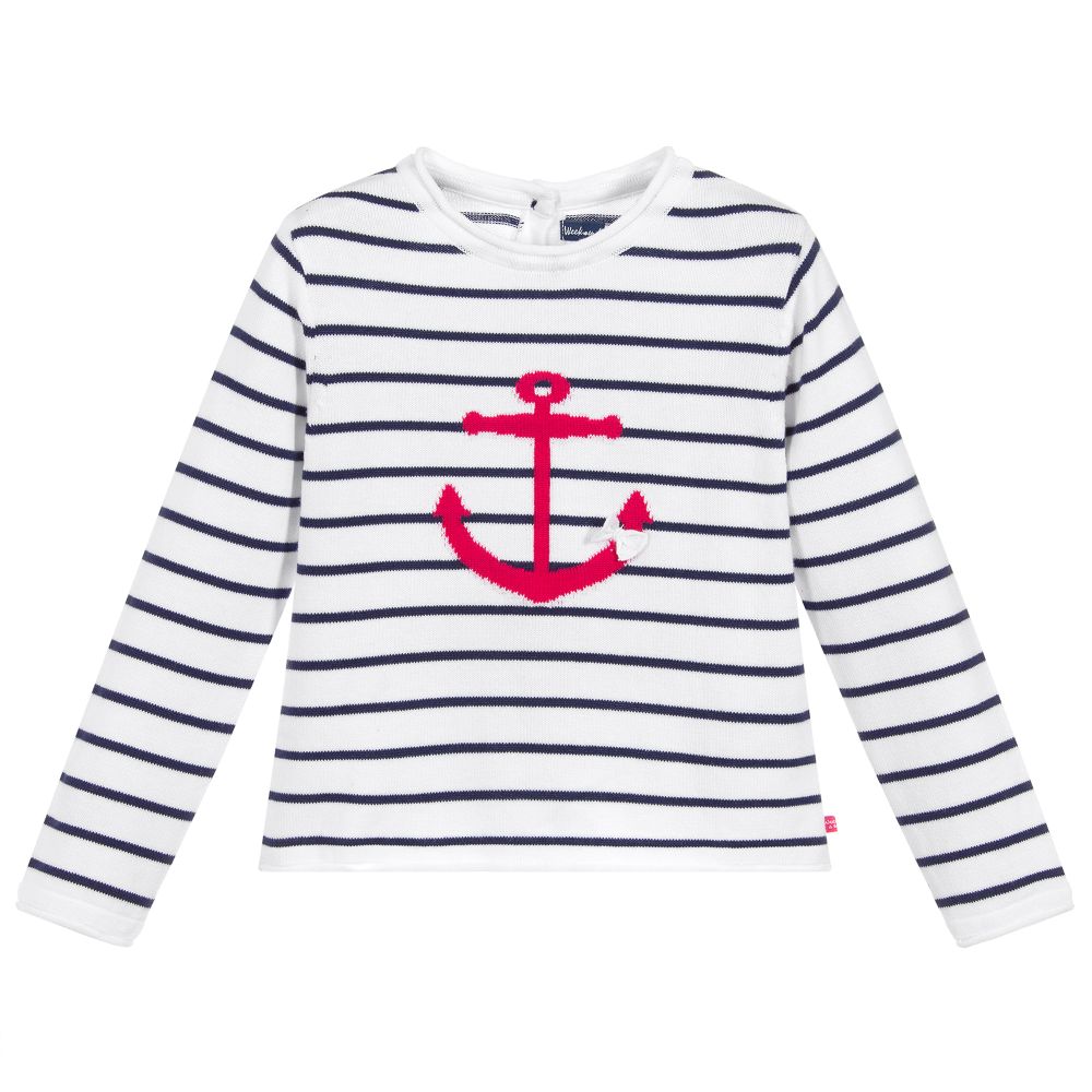 Week-end à la mer - Blue & White Striped Sweater | Childrensalon Outlet