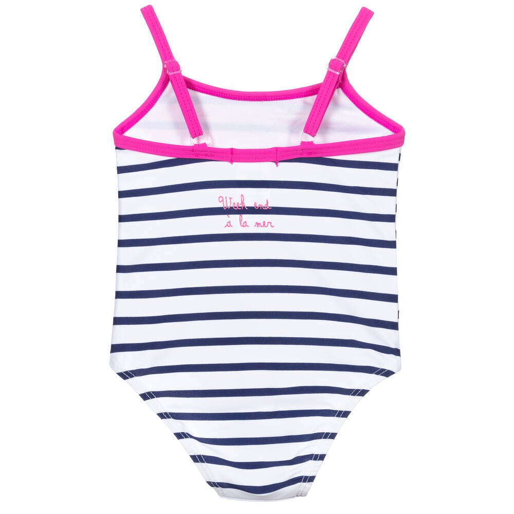 Week-end à la mer-Blue & White Striped Swimsuit | Childrensalon Outlet