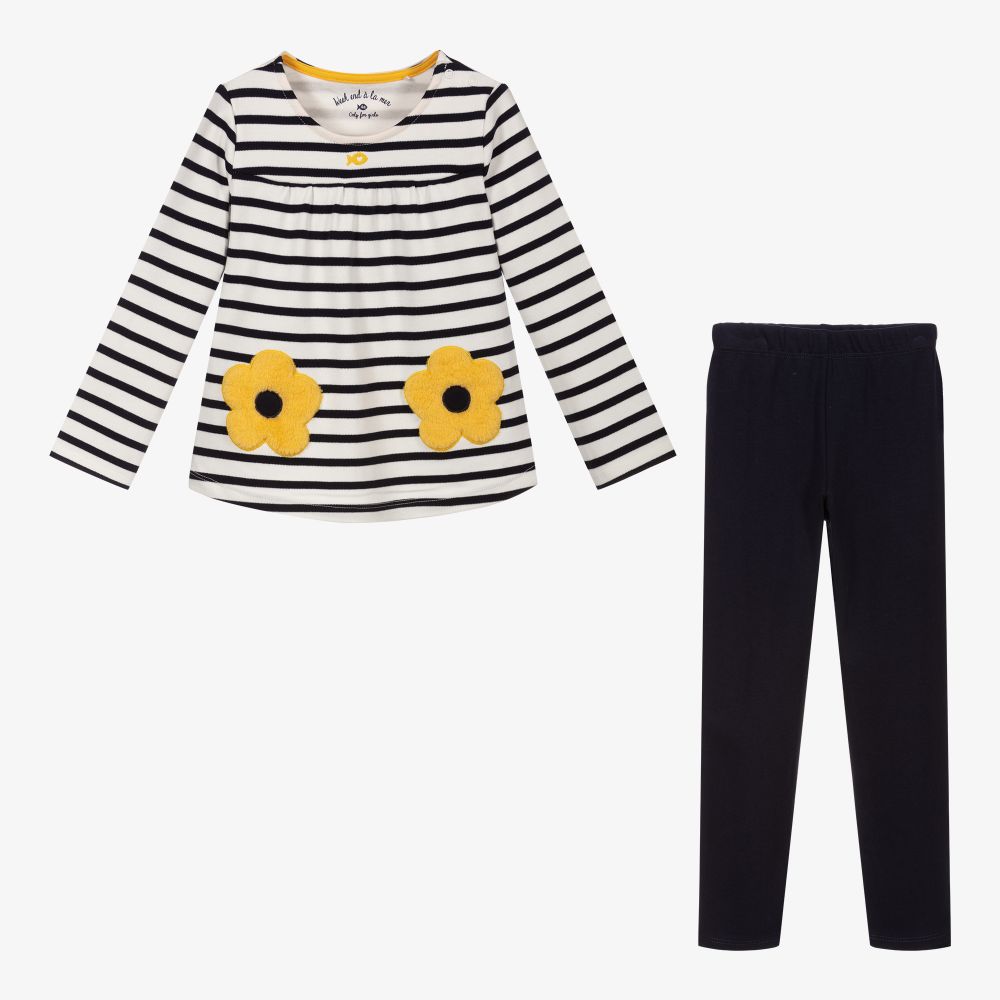 Week-end à la mer-Blue & Yellow Leggings Set | Childrensalon Outlet
