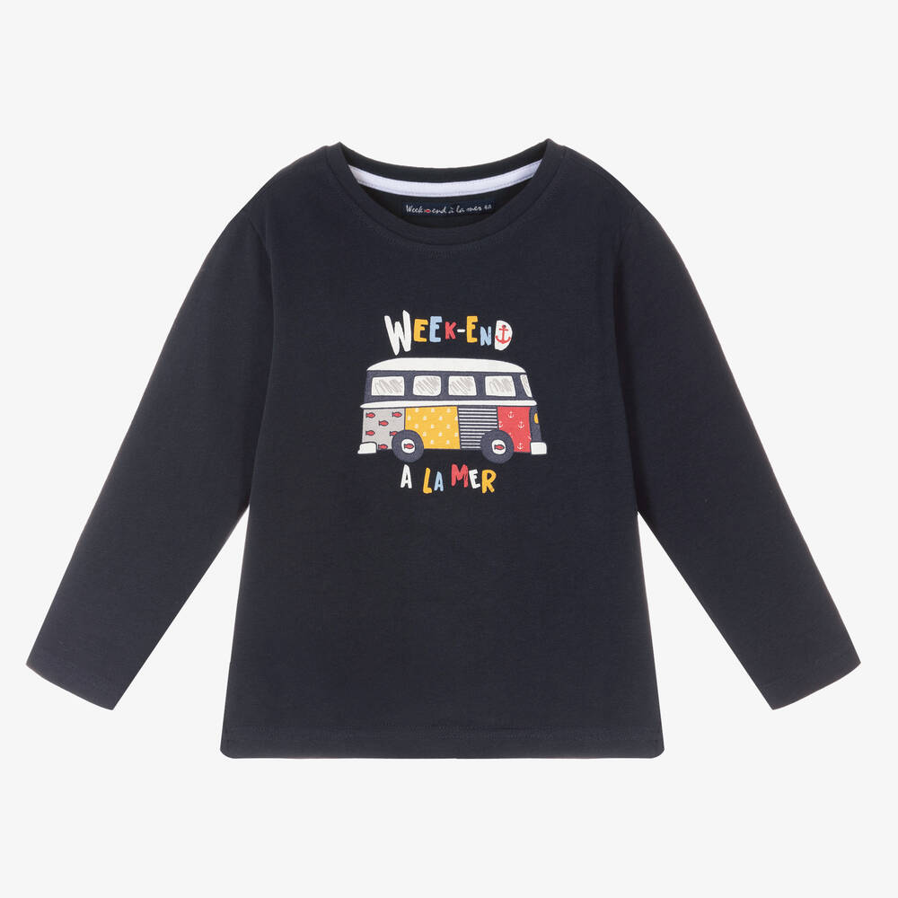 Week-end à la mer - Boys Blue Camper Van Top | Childrensalon