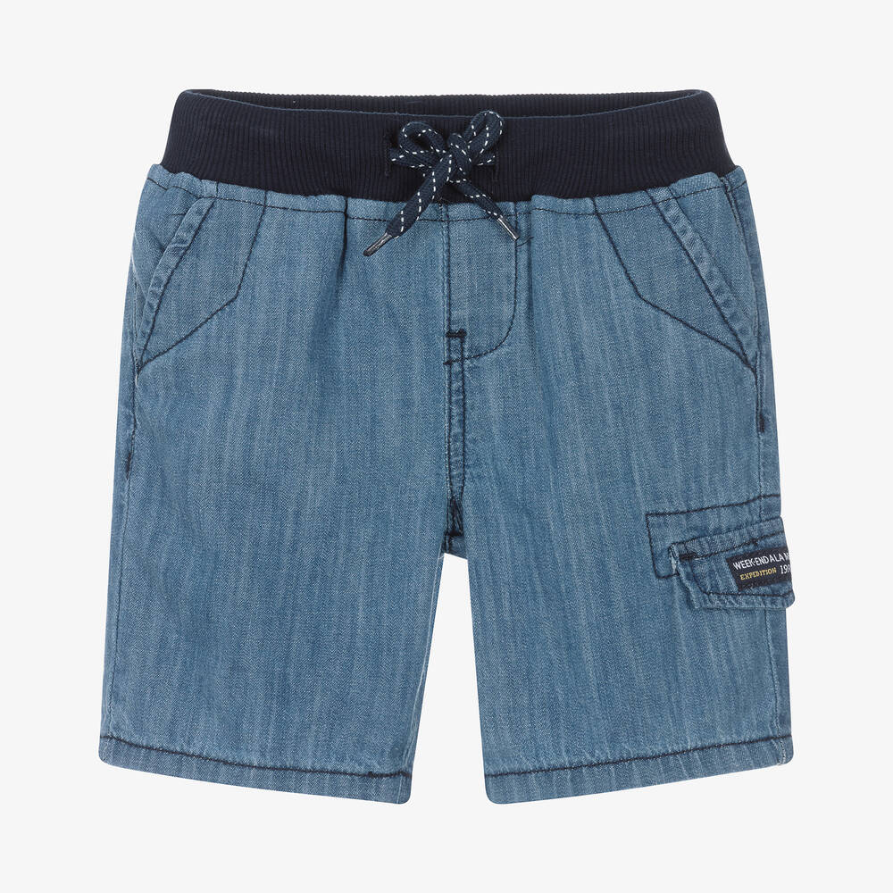 Week-end à la mer-Boys Blue Chambray Cotton Shorts | Childrensalon Outlet