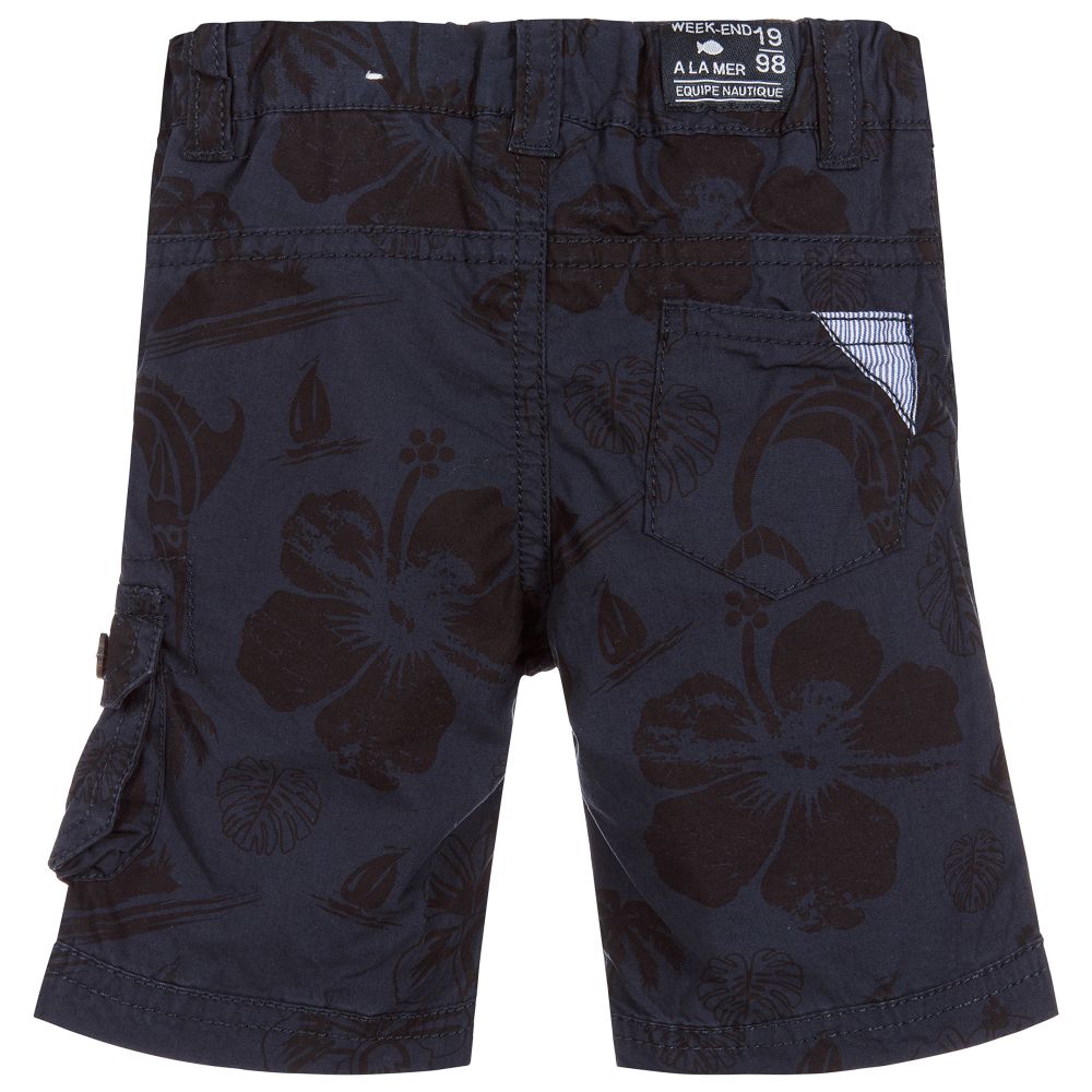 Week-end à la mer-Boys Blue Cotton Shorts | Childrensalon Outlet