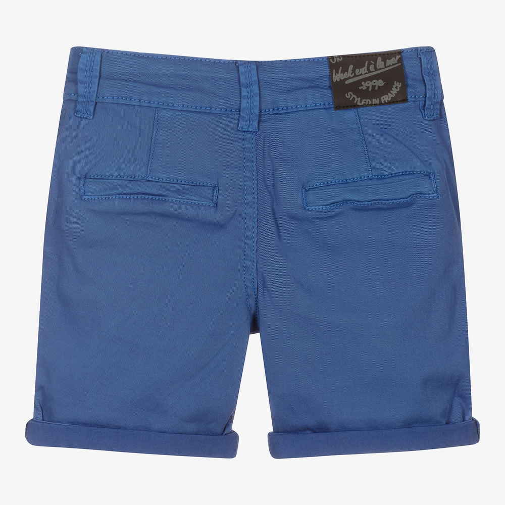 Week-end à la mer-Boys Blue Cotton Shorts | Childrensalon Outlet