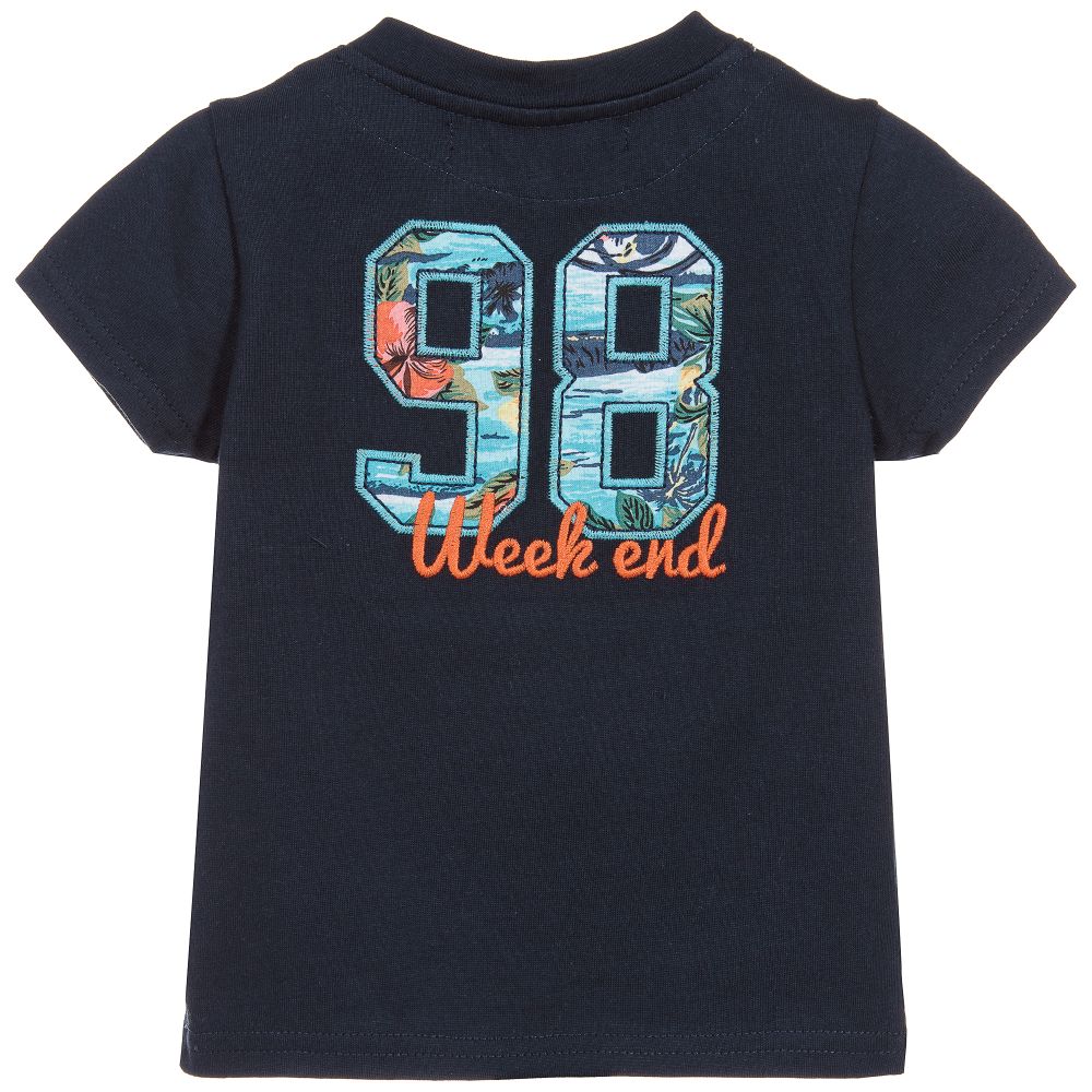 Week-end à la mer-Boys Blue Cotton T-Shirt | Childrensalon Outlet