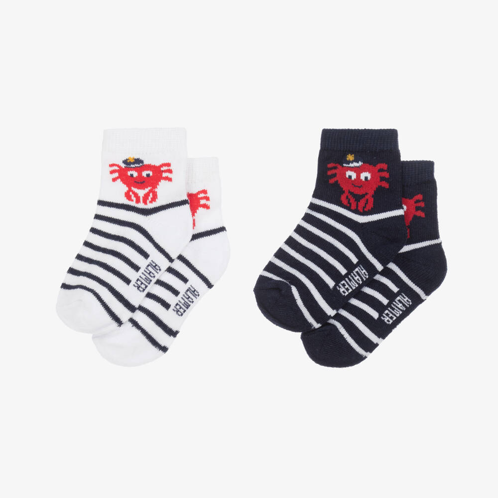 Week-end à la mer-Boys Blue Nautical Stripe Socks Duo | Childrensalon Outlet