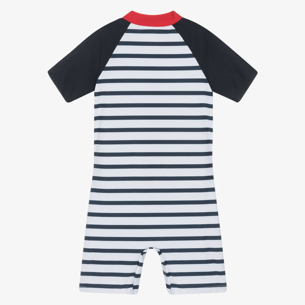 Week-end à la mer-Boys Blue Nautical Stripe Sun Suit (UPF50) | Childrensalon Outlet