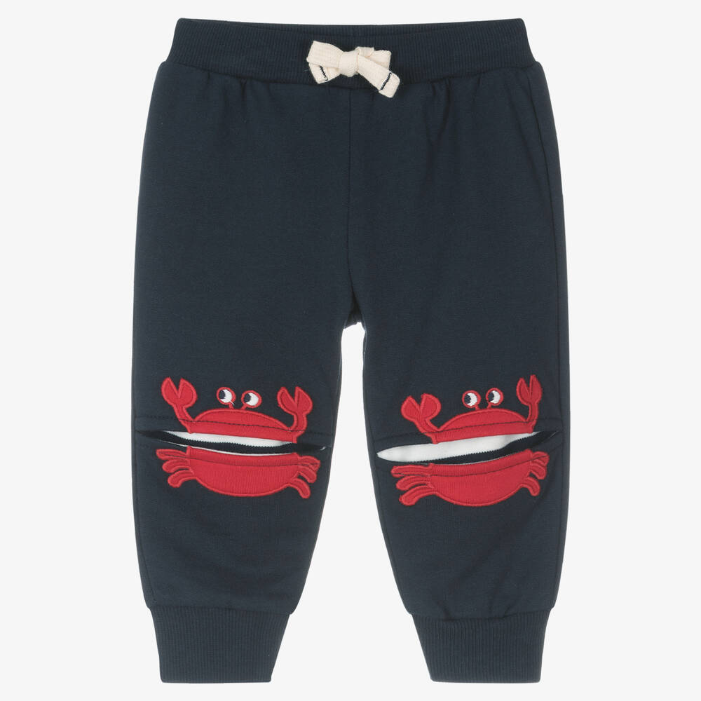 Week-end à la mer - Boys Blue & Red Crab Cotton Joggers | Childrensalon