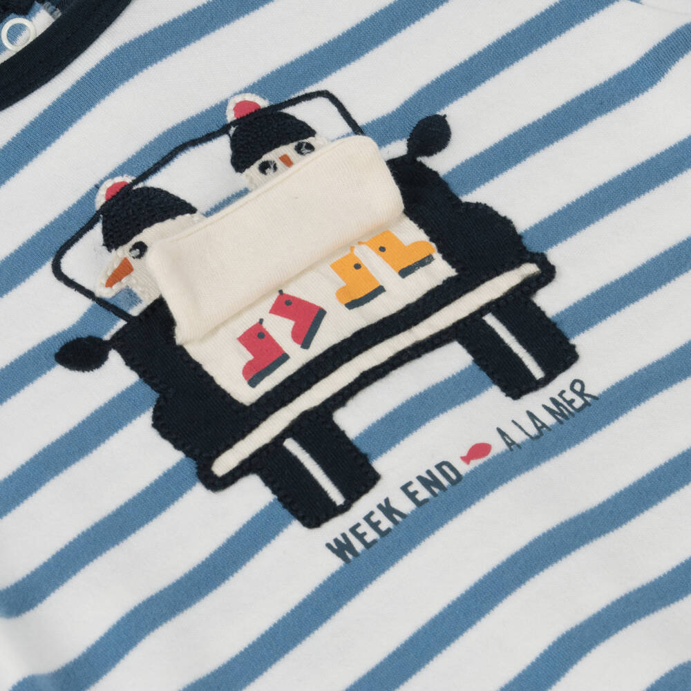 Week-end à la mer-Boys Blue Stripe Cotton Jersey Trouser Set | Childrensalon Outlet